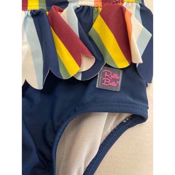 RuffleButts Sunset Stripe Scallop Peplum One Piece Size 18-24M New With Tag - Picture 4 of 5